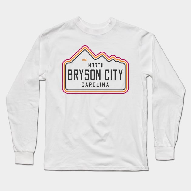 Visiting NC Mountain Cities Bryson, NC Neon Range Long Sleeve T-Shirt by Contentarama